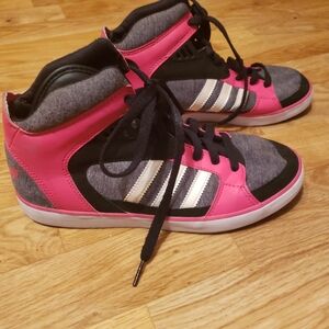 Adidas Women's Pink and Black High-Top Sneakers 7 1/2